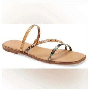 Madewell Women's The Lyra Sandal Size 10 Strappy Slide Snake Multicolor Flat